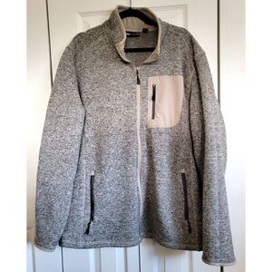 Swiss Tech Men's 2XL Full Zip Sweater Jacket Tan Brown Speckle Pockets 2XL 50/52